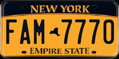 NY license plate FAM7770