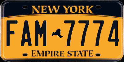 NY license plate FAM7774