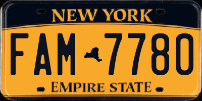NY license plate FAM7780