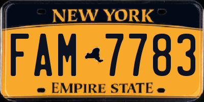 NY license plate FAM7783