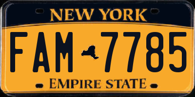 NY license plate FAM7785