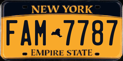 NY license plate FAM7787
