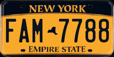 NY license plate FAM7788
