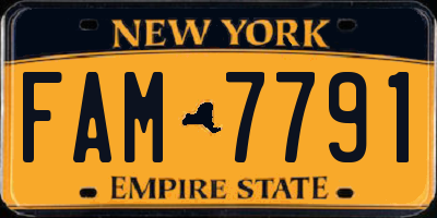 NY license plate FAM7791