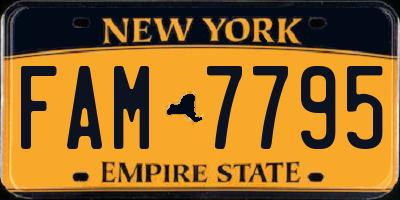 NY license plate FAM7795