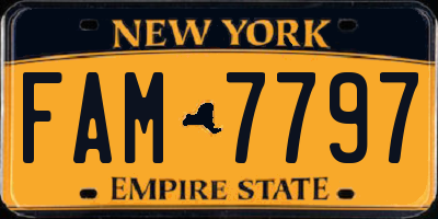 NY license plate FAM7797