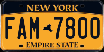 NY license plate FAM7800