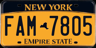 NY license plate FAM7805