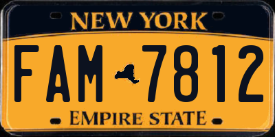 NY license plate FAM7812