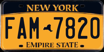 NY license plate FAM7820