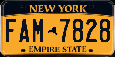 NY license plate FAM7828