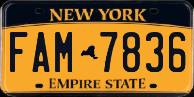 NY license plate FAM7836