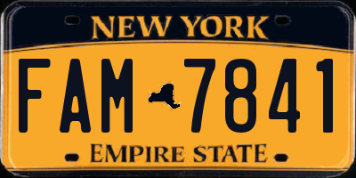 NY license plate FAM7841