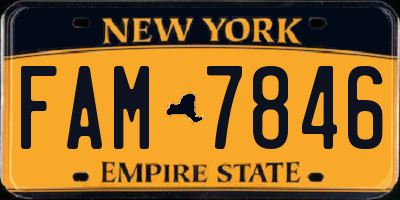 NY license plate FAM7846