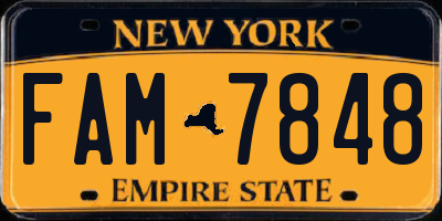 NY license plate FAM7848