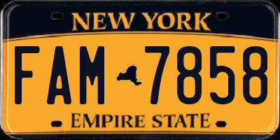 NY license plate FAM7858