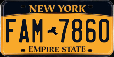 NY license plate FAM7860
