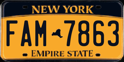 NY license plate FAM7863