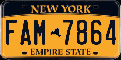 NY license plate FAM7864