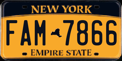 NY license plate FAM7866