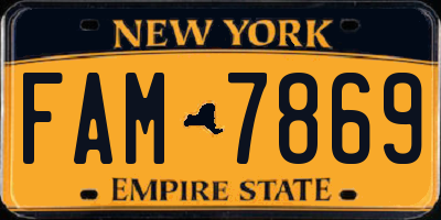 NY license plate FAM7869