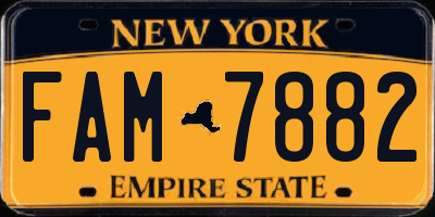 NY license plate FAM7882