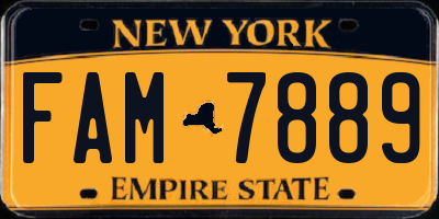 NY license plate FAM7889