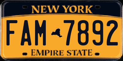 NY license plate FAM7892