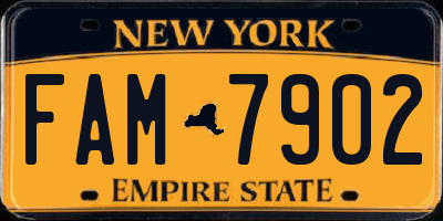 NY license plate FAM7902