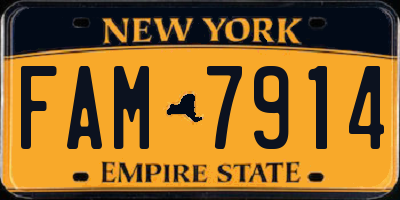 NY license plate FAM7914