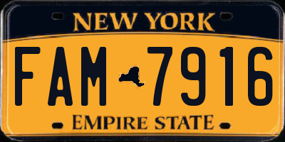 NY license plate FAM7916