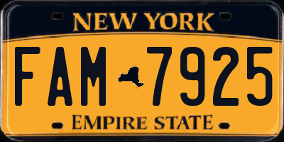 NY license plate FAM7925