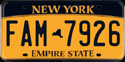 NY license plate FAM7926