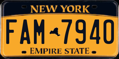 NY license plate FAM7940