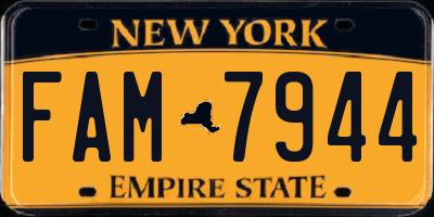 NY license plate FAM7944