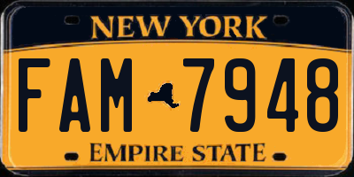 NY license plate FAM7948