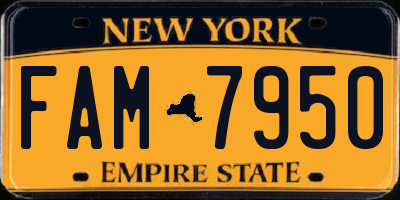 NY license plate FAM7950
