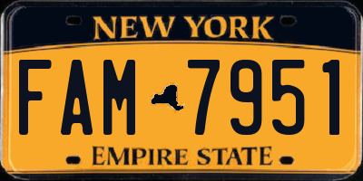 NY license plate FAM7951