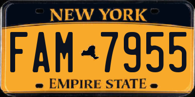 NY license plate FAM7955