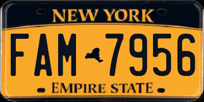 NY license plate FAM7956
