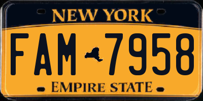 NY license plate FAM7958