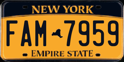 NY license plate FAM7959