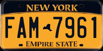 NY license plate FAM7961