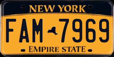 NY license plate FAM7969