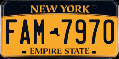 NY license plate FAM7970