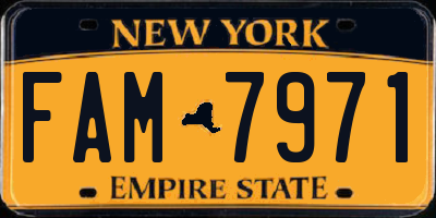 NY license plate FAM7971