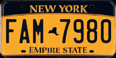 NY license plate FAM7980
