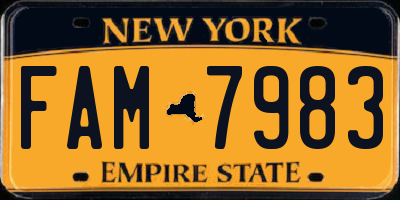 NY license plate FAM7983