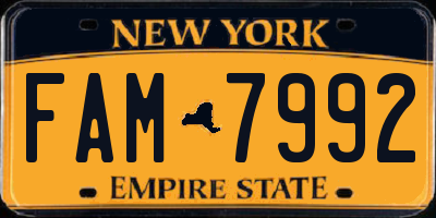 NY license plate FAM7992