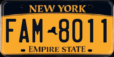 NY license plate FAM8011